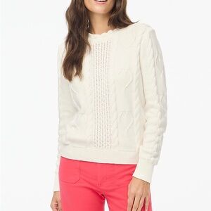 NWT J. Crew Factory Cable Knit Hearts Crewneck Sweater In Ivory White Size XL